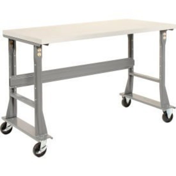 Global Equipment 72 x 36 Mobile Fixed Height Flared Leg Workbench - Laminate Safety Edge Gray 183983A
